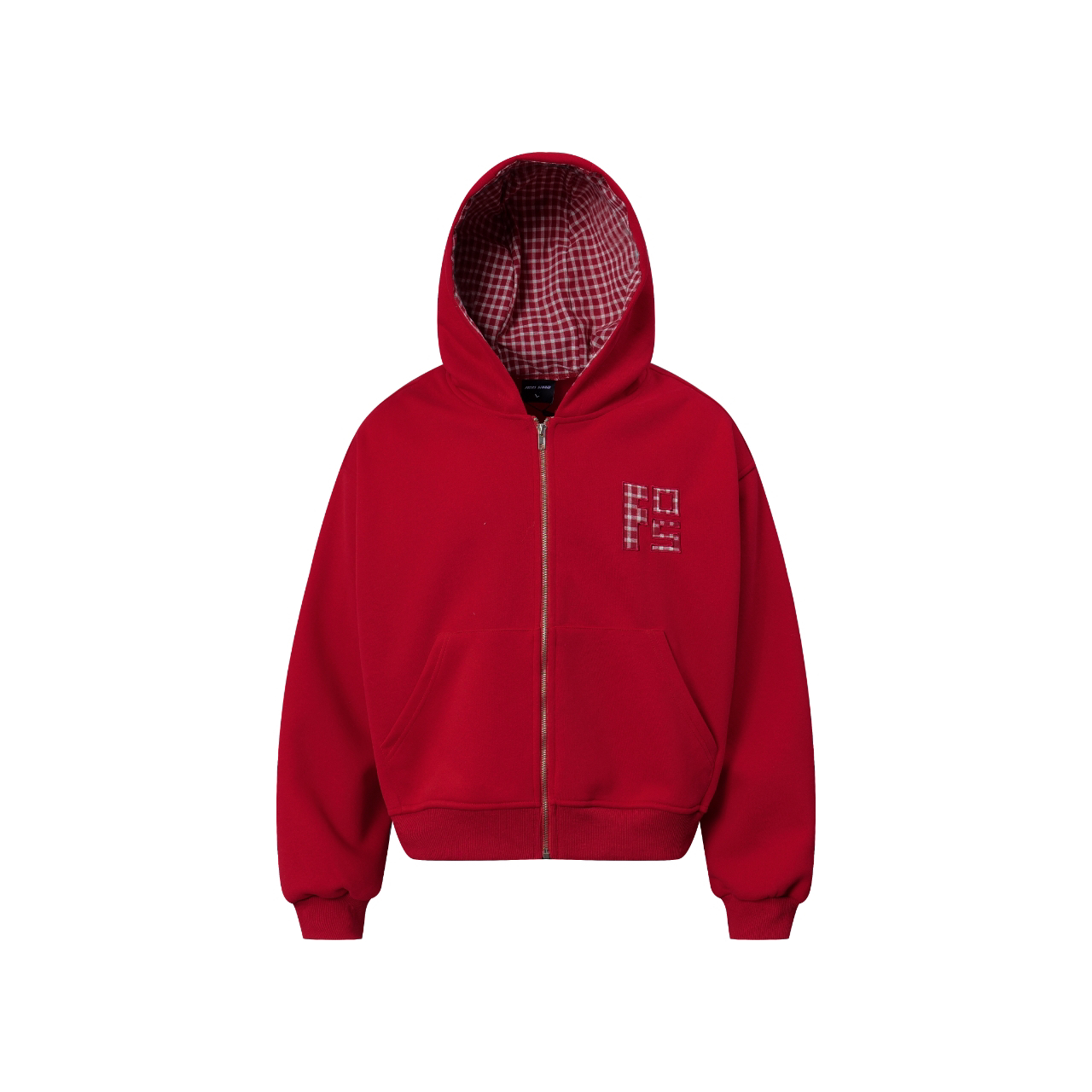 Focus Storm American Retro National Trend Plaid Embroidery Hooded Sweatshirt Jacket 81030# zx - Focus Storm
