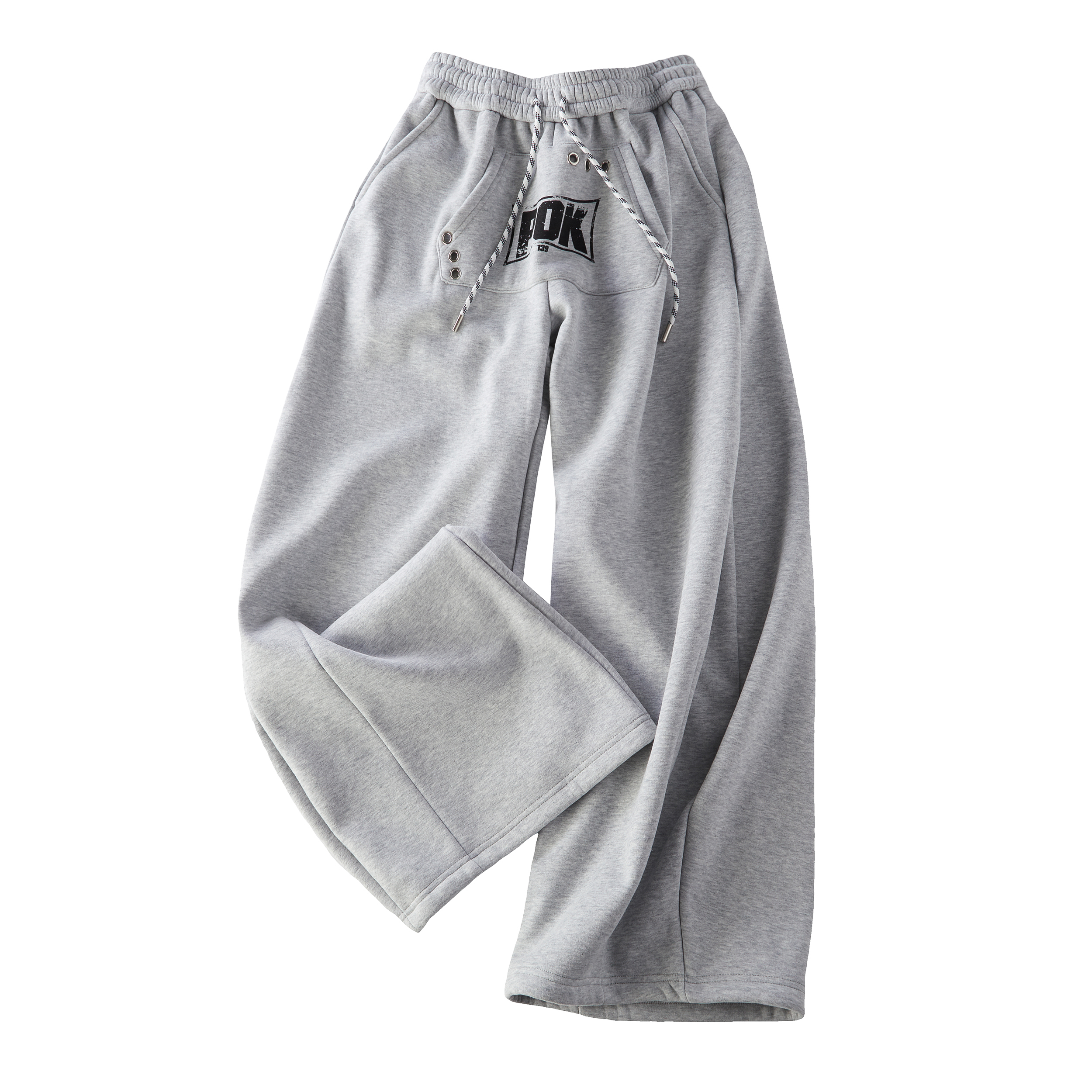 Focus Storm American Letter Print 2025 Winter New Thick Fleece Sweatpants Women's Lazy Style Wide-Leg Casual Floor-Length Trousers R5023# zx - Focus Storm