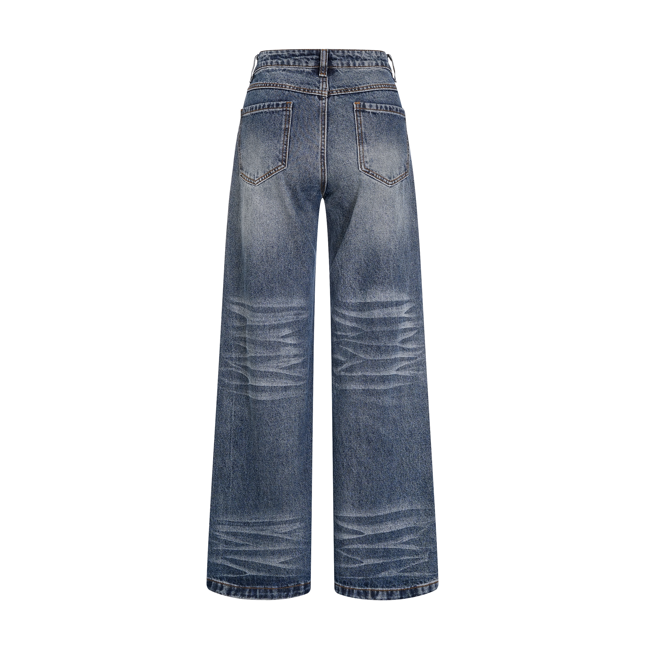 Focus Storm American Vintage Whisker Denim Jeans - Black Heavy Wash Versatile Straight Leg Slimming Hot Girl Jeans R5007# zx - Focus Storm