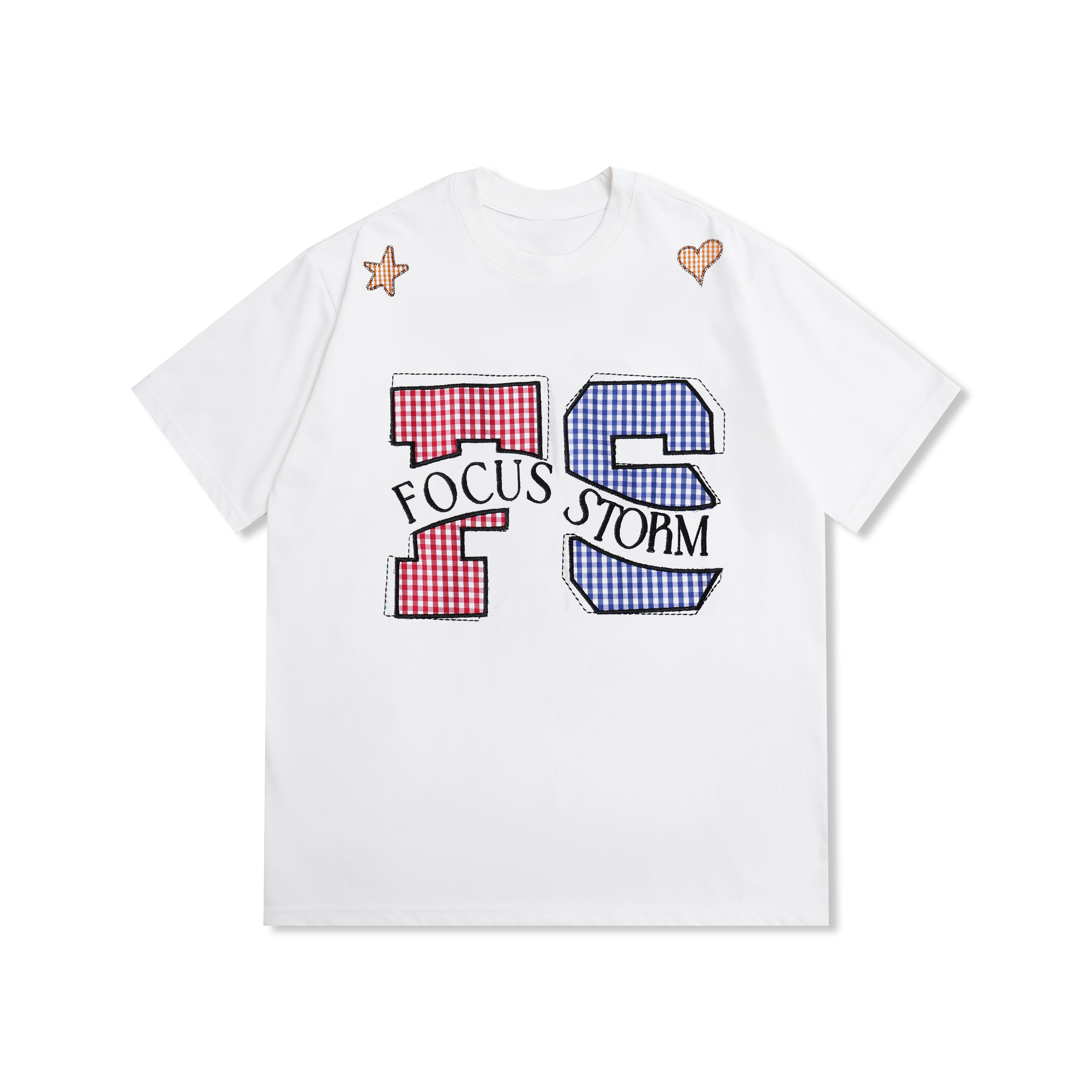 Focus Storm American Style Design Personalized Embroidery Loose Short-Sleeve T-shirt 97506# zx - Focus Storm